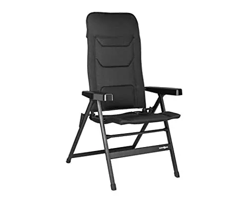 Produktbild: BRUNNER Rebel PRO (S-M-L) Klappstuhl für Camping, Garten, Terrasse aus Aluminium, 5-Fach verstellbar, belastbar bis 150 kg, hohe Rückenlehne, schwarz oder blau