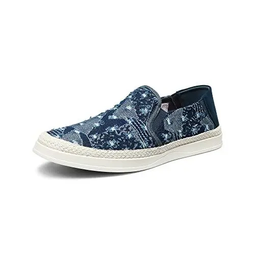 Produktbild: Bruno Marc Herren Espadrilles Mokassins Atmungsaktiv Flache Slipper Slip on Loafer Weich Comfort Klassische Schuhe BLAU SBFS2301M-E Größe 45 (EUR)