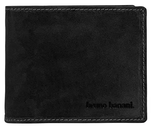 Produktbild: bruno banani kleine Geldbörse im Querformat Echt Leder Herren | Klassische Geldbörse, praktisches Portemonnaie, RFID-Schutz, 9 Kartenfächer | 021758