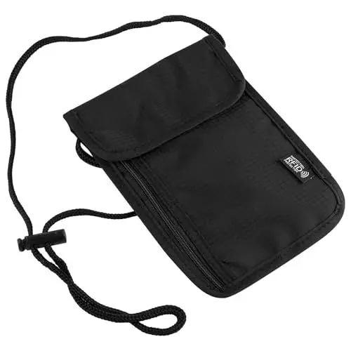 Produktbild: Brustbeutel mit RFID Schutz, Anti-Diebstahl Unisex Reisegeldbeutel, Wasserdicht Schwarz Handy Umhängetasche Herren, Brustbeutel Jungen für Passport,Kreditkarten,Smartphone,Münzen,Geld (schwarz)