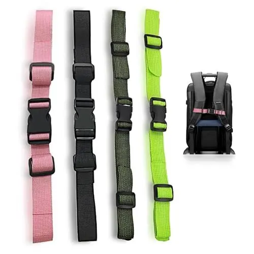 Produktbild: Brustgurt Rucksack, 4 Stück Verstellbarer Rucksack Gurtband Kinder Brustgurt Ersatz Rucksackriemen Nylon mit Schnellverschluss Rutschfester Gürtel für Joggen Wandern Außerhalb
