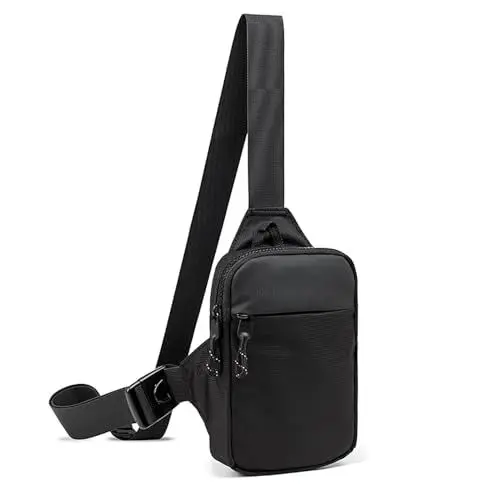 Produktbild: Klein Sling Chest Crossbody Bag,Brusttasche Herren Damen,Mini Schultertasche Verstellbare Schulter, Anti-Diebstahl Wasserfest Umhängetasche für Männer Outdoor-Sportarten Wandern Radfahren Schwarz