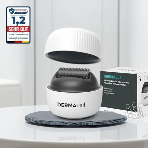 Produktbild: BS Luxry® Testsieger Dermaball– Professionelles Microneedling für Zuhause Hairroller mit 1200 Edelstahl-Mikronadeln – Bartroller für Bartwuchs, Haarwachstum & Gesicht – 0,5mm Needling