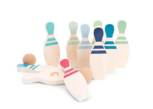 Produktbild: BS Toys Holzkegelspiel - Indoor- und Outdoor-Spielzeug - Fördert Teamarbeit und Mustererkennung - Für Kinder ab 3 Jahren und älter - 2-4 Spieler