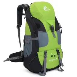 Produktbild: Bseash 50L Leichter wasserfester Wanderrucksack, Outdoor Sport Tagesrucksack Multifunktions Reisetasche für Klettern Camping Reisen (Grün – Ohne Schuhfach)
