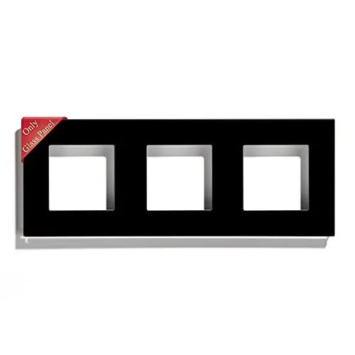Produktbild: BSEED DIY 228 * 86mm quadratische Glasrahmenkombination für Lichtschalter, Rahmen nur Schwarz