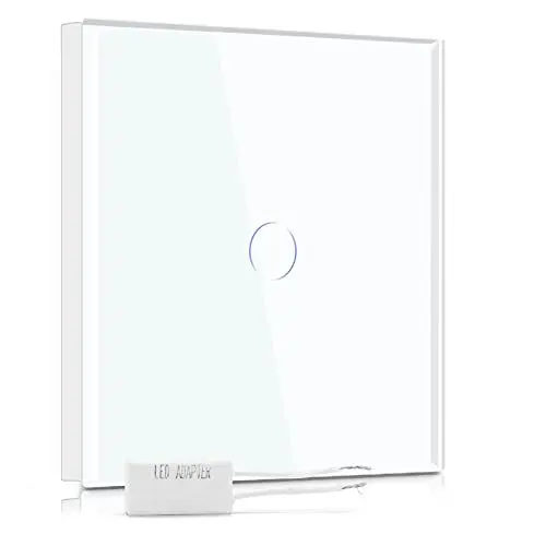 Produktbild: BSEED Dimmer Schalter Led Dimmer Touch Lichtschalter 1-fach 2 weg Glas Touch Schalter Weiß Touchscreen-Funktioniert mit dimmer LED-Glühlampen