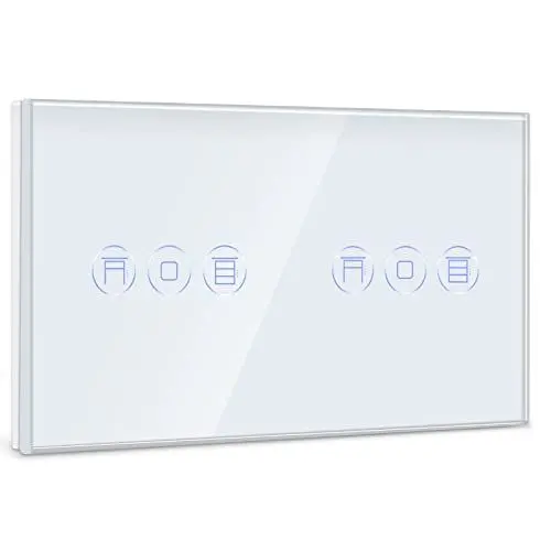 Produktbild: BSEED Doppel Smart Rolladenschalter,Fernbedienung mit Smart Life APP, Kompatibel mit Alexa und Google Home,Doppel Smart Jalousien Schalter mit Touch Panel Weiß,APP Fernbedienung und Timing Funktion