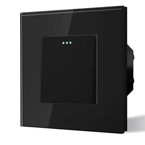 Produktbild: BSEED Kipplichtschalter 1 Fach 2 Wege Schwarz PC-Knopf 10 Ampere Mechanischer Wandlichtschalter 86 mm Glasrahmen Toggle Standardschalter