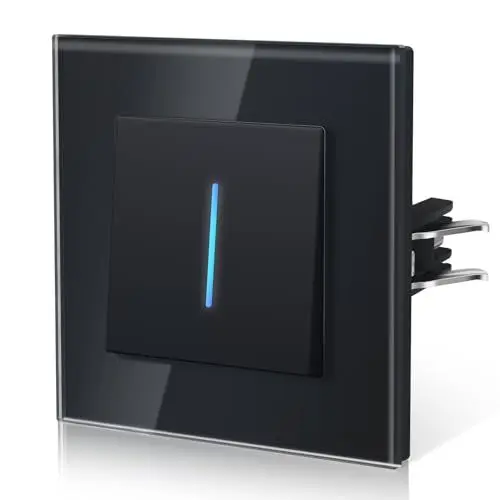 Produktbild: BSEED Lichtschalter Rückstellschalter, Unterputz Schalter mit Krallen, NEU E-Serie, 1 Fach 1 Weg,86mm Schwarz
