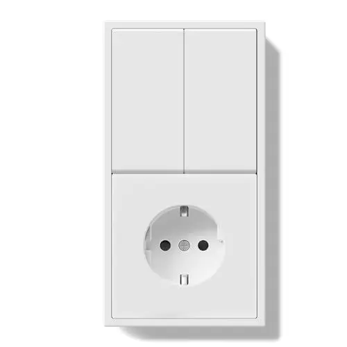 Produktbild: BSEED Lichtschalter mit Steckdose 2 Fach 2 Weg Unterputz, Modern Wandschalter Schuko Steckdose mit PC Rahmen, Lichtschalter mit Kabelklemmen und Krallen, Weiß