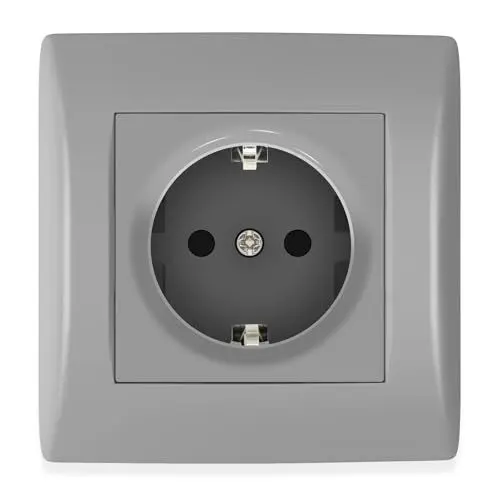 Produktbild: BSEED Steckdose Unterputz mit Steckklemme, Schuko Steckdose 1 Fach mit PC Rahmen, Einbausteckdose Unterputz 16Amp, Einzel Schutzkontakt Wandsteckdose Socket Grau - 80mm
