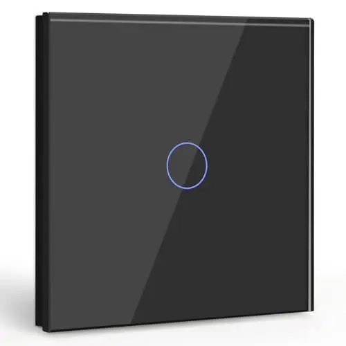 Produktbild: BSEED Touch Lichtschalter 1 Fach 1 Weg Wandschalter Unterputz Lichtschalter mit Glasrahmen 86mm Lichtschalter Schwarz 500W(Nicht Smart Schalter)