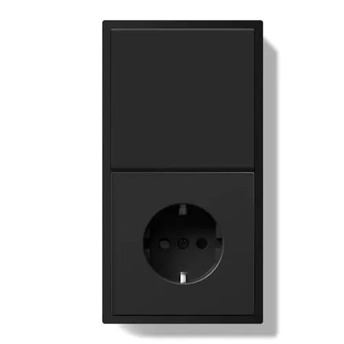 Produktbild: BSEED Lichtschalter mit Steckdose 1 Fach 1 Weg Unterputz, Modern Wandschalter Schuko Steckdose mit PC Rahmen, Lichtschalter mit Kabelklemmen und Krallen, Schwarz