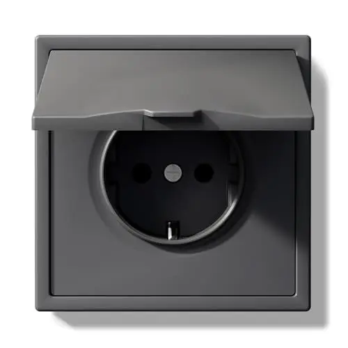 Produktbild: BSEEDLIFE Schuko Steckdose mit Wasserdichter Abdeckung, Unterputz EU-Standard Einbausteckdose, Wandsteckdose 16Amp mit PC Rahmen, 80 * 80mm inzelsteckdose mit Krallen, 1 Fach Grau