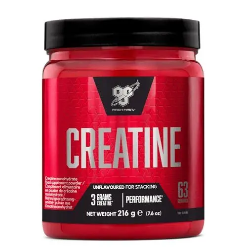 Produktbild: BSN DNA Creatine Monohydrate Pulver, Sporternährung vor und nach dem Training zur Unterstützung der Leistung, geschmacksneutral, 216 g, 63 Portionen