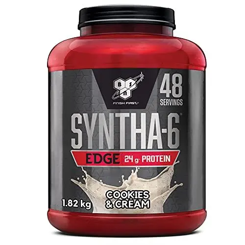 Produktbild: BSN Nutrition Protein Powder Syntha 6 Edge Low-Carb & Low-Sugar Whey Protein Shake mit Whey Protein Isolat und BCAAs, Muscle Gain Supplement mit Cookies & Cream-Geschmack, 48 Portionen, 1,87 kg