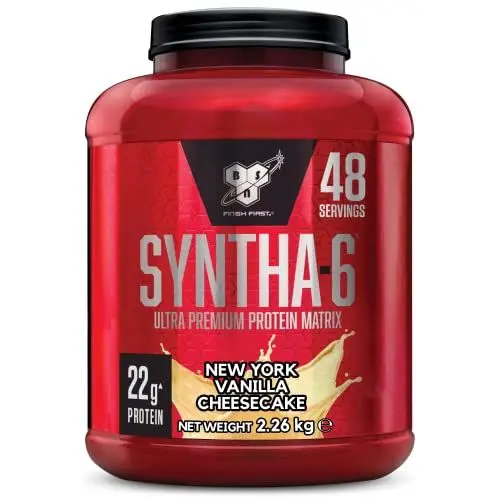 Produktbild: BSN Syntha 6 Ultra-Premium-Protein-Pulver für Muskelwachstum und -reparatur, zuckerarm und proteinreich, Geschmacksrichtung New York Vanilla Cheesecake, 48 Portionen, 2,26 kg