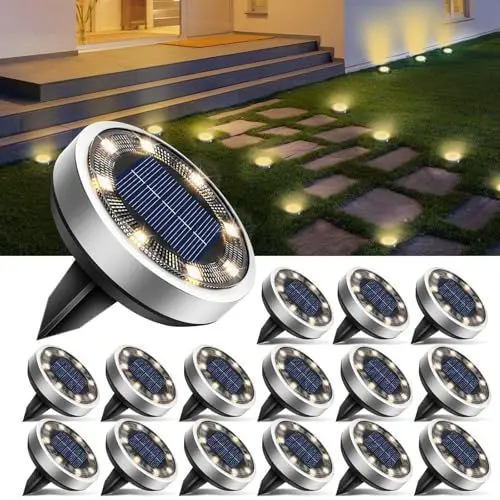 Produktbild: btfarm LED Gartenbeleuchtung Solar Wasserdicht Boden Solarleuchten, Solarlampen für Garten Rasen Auffahrt Gehweg Patio, Warmes Weiß