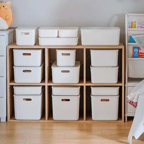 Produktbild: BTGGG Aufbewahrungsbox mit Deckel Ordnungsboxen Küchenschrank 5 Stück Kunststoffboxen Organizer Box mit Griffen Wasserdichte Aufbewahrungskiste Vielseitige Aufbewahrungskörbe für Bad Regal Schublade