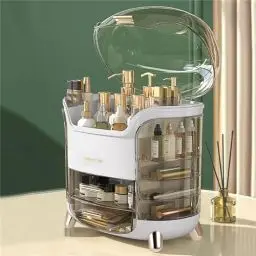 Produktbild: BTGGG Kosmetik Organizer mit Deckel Schmink Organizer mit Schublade Wasserdichter Skincare Organizer Make Up Organizer Schminktisch Organizer für Schlafzimmer Badezimmer Weiß