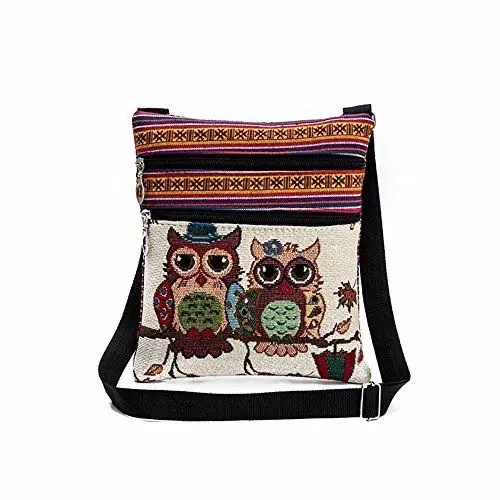 Produktbild: Btruely Handtasche Schwarz Klein Gestickte Eule Einkaufstaschen Frauen Umhängetasche Handtaschen Postman Package Handtasche mit Diebstahlschutz, Sicherheits-Features Brieftasche