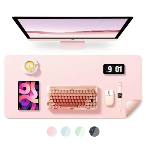 Produktbild: BUBM Schreibtischunterlage 80x40cm, Premium Leder Mauspad, Rutschfeste Tischunterlage Schreibunterlage, Multifunktionales Office Mousepad Schreibtisch Zubehör für Büro & Homeoffice (Rosa)