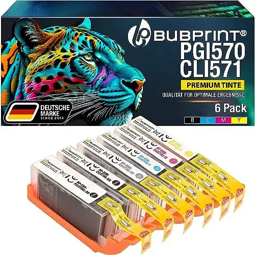 Produktbild: Bubprint Kompatibel 6 Druckerpatronen als Ersatz für Canon PGI-570 CLI-571 XL für Pixma MG7700 MG7750 MG7751 MG7752 MG7753 TS8000 TS8020 TS8040 TS8050 TS8051 TS8052 TS8053 TS9000 TS9050 TS9055