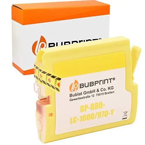 Produktbild: Bubprint Druckerpatrone kompatibel als Ersatz für Brother LC1000Y LC970Y LC-970 für DCP-130C DCP-135C DCP-150C DCP-330C DCP-350C DCP-540CN MFC-235C MFC-240C Gelb