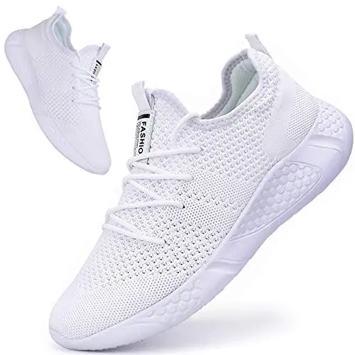 Produktbild: BUBUDENG Damen Sneaker Turnschuhe Sportschuhe Freizeitschuhe Atmungsaktiv Laufschuhe Straßenlaufschuhe Schuhe Fitness Gym Walkingschuhe Weiss,EU 39