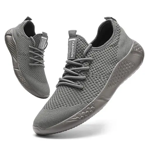 Produktbild: BUBUDENG Herren Laufschuhe Sportschuhe Sneaker Straßenlaufschuhe Turnschuhe Outdoor Leichtgewichts Laufschuhe Freizeit Atmungsaktive Fitness Schuhe,Grau,EU 45