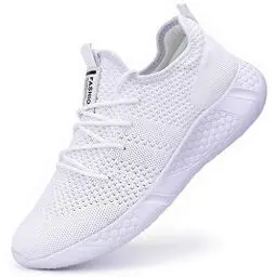 Produktbild: BUBUDENG Herren Sneaker Laufschuhe Sportschuhe Sneaker Turnschuhe Straßenlaufschuhe Leichtgewichts Freizeit Atmungsaktive Fitness Schuhe Weiß EU 48