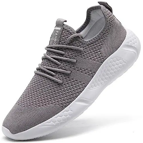 Produktbild: BUBUDENG Herren Sneaker Laufschuhe Sportschuhe Straßenlaufschuhe Turnschuhe Atmungsaktive Leichtgewichts Outdoor Gym Fitness Schuhe,Hellgrau,EU 50