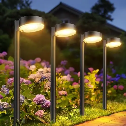 Produktbild: BUCASA Solarlampen für Außen Garten, 8 Stück Moderne Solarleuchten für Außen mit Super Helle 12 LED Lichts, Wasserdicht Solarleuchten Garten Deko für Rasen, Terrasse, Hof, Gehweg, Geschenke