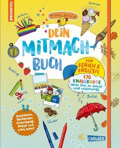 Produktbild: #buch4you: Dein Mitmach-Buch: Für Ferien & Freizeit: 170 knallbunte Ideen für zu Hause und unterwegs | Interaktives Eintragbuch ab 10 Jahren für die Schulferien zum Rätseln, Kritzeln und Schreiben