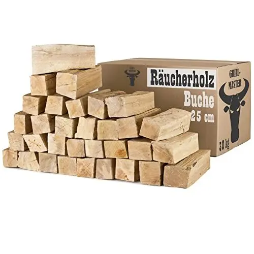 Produktbild: Buche Smoker Holz Räucherholz Brennholz 30 kg Buchenholz ohne Rinde 25 cm Kaminholz Smoke Feuerholz Grillen Wood BBQ Rauch Raeuchern Smokewood Grillmaster