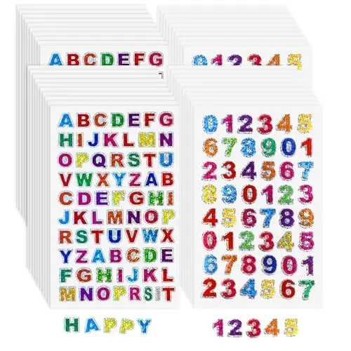 Produktbild: Buchstaben Aufkleber 40 Blätter Klebebuchstaben Glitzer Zahlensticker Selbstklebend Bunte Letter Sticker für DIY Scrapbooking