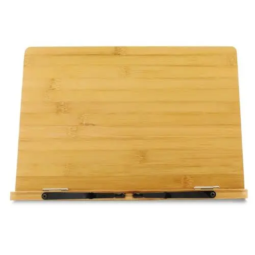 Produktbild: Buchständer aus Bambus - Buchhalter Leseständer Bücherständer Kochbuchhalter Buchstütze Holz 5 Stufen (M: 34 x 24 cm)