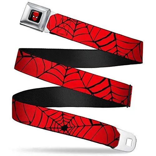 Produktbild: Buckle-Down Unisex-Erwachsene Spinnennetz rot/schwarz Sicherheitsgurt Gürtel, Mehrfarbig, 4 cm Breit-61/97 cm Länge