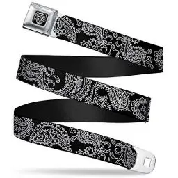 Produktbild: Buckle-Down Unisex-Sicherheitsgurt für Erwachsene, Paisleymuster, Größe XL, Schwarz/Weiß, 3,8 cm breit, 81,3–132,1 cm lang, Mehrfarbig, 1.5