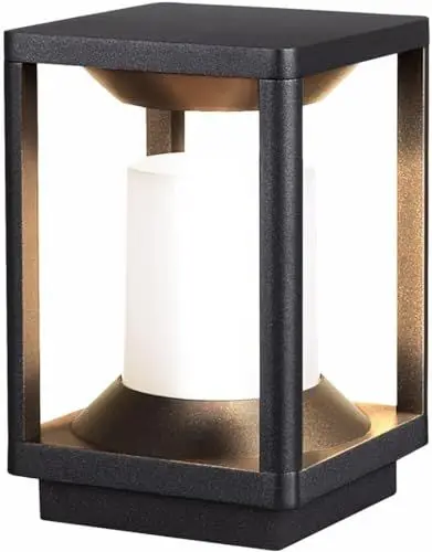 Produktbild: Budbuddy 20W LED Gartenleuchten mit Strom Wegeleuchten außen pollerleuchte außen Quadratische Gartenlampe Gartenstrahler außen Schwarz gartenbeleuchtung mit strom IP65,Garten Beleuchtungen mit E27