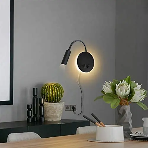 Produktbild: Budbuddy LED Bettleuchten Wohnzimmer Leselampen Modern Leselicht Schwenkbar Bettlampe mit schalter Wandleuchte innen Wandbeleuchtung Flur Schlafzimmer Treppen Hotels Nachttischlampe 3W+8W