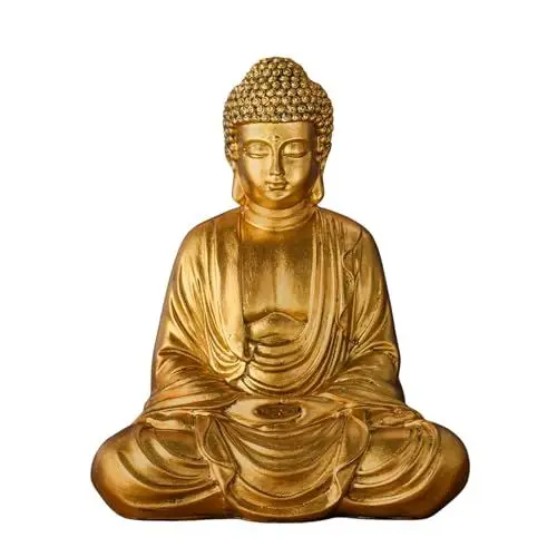 Produktbild: Buddha Meditation Statue Gold - Zen und Feng Shui Deko Statue - Bringt eine beruhigende und entspannende Atmosphäre in Ihr Zuhause - Glücksbringer Statue Gold Farbe - Höhe: 20cm - Zen'Light