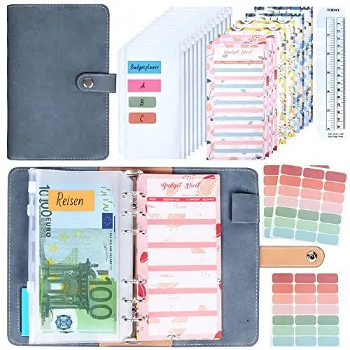 Produktbild: Budget Planner, Binder - ANYUKE Budget Planer Cash Stuffing, Bugetplaner mit Folien, Ringbuch A6 Money Organizer, Geldplaner Finanzbuch für Budgeting Sparchallenge Sinking Funds