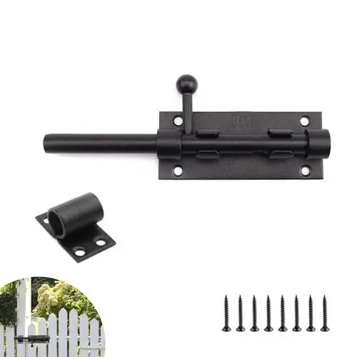 Produktbild: BUDPSI Bolzenriegel 304 Edelstahl, Ø12 mm Solide Zwinge Tor Riegel, Schwarz Verdickt Türriegel Abschließbar mit Schrauben, für Schränke, Lagerhallen, Gartentüren