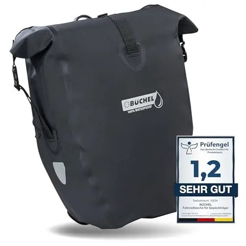 Produktbild: Büchel Fahrradtasche für Gepäckträger I 25.4 L - 100% Wasserdicht I mit Tragegriff und Schultergurt I fahrradtasche gepäckträger, gepäckträgertasche, Fahrrad Taschen hinten