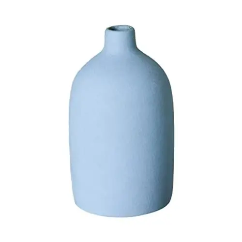 Produktbild: Nordische Schlichte ästhetische Blumenvase, Morandi-Design-Vase, Moderne Bunte Keramikvase mit Reiner Oberfläche, für Hochzeit, Wohnzimmer, Büro, Bauernhaus(Hellblau)