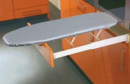 Produktbild: Bügelbrett Klappbar Ironfix Bügeltisch-Bezug silberfarben | Klapptisch ausziehbar | Schubkasten-Bügelbrett für die Schubkastenfront | Bügeltisch inkl. Vollauszug, Bügel-Bezug und Befestigungsset