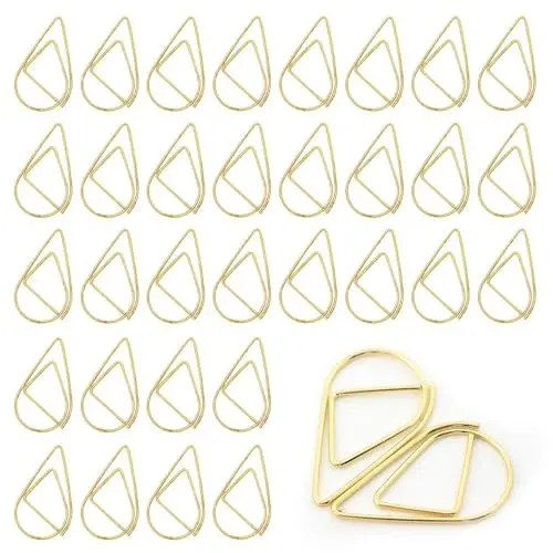 Produktbild: Büroklammern Motiv Gold Klein 200 Stück Kleine Wasser Tropfenform Büroklammern Wassertropfen Papierklammern Metall für Buch Büro