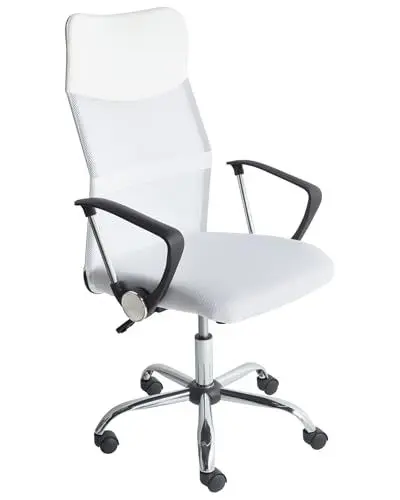 Produktbild: Bürostuhl Ergonomisch Höhenverstellbar, Schreibtischstuhl Homeoffice mit Wippfunktion, Drehstuhl Computerstuhl Gaming Stuhl mit Armlehnen, Office Chair Netzstuhl Bürodrehstuhl Bürosessel (Weiß)